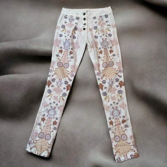Gigi Moda Made in Italy Viviana Small Flower Print Jeans Size Small - Picture 1 of 6